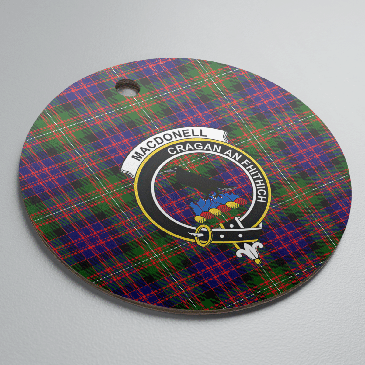 Clan MacDonnell of Glengarry Modern Tartan Crest Round Ceramic Ornament XH98 MacDonnell of Glengarry Modern Tartan Tartan Christmas   