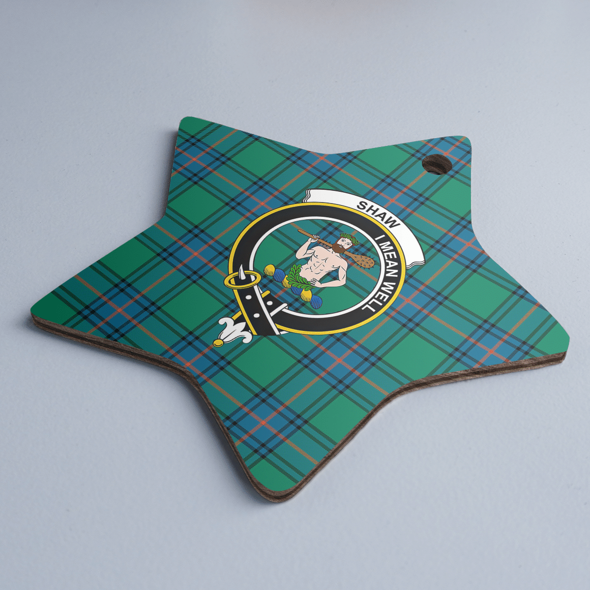 Clan Shaw Ancient Tartan Crest Star Ceramic Ornament JP24 Shaw Ancient Tartan Tartan Christmas   