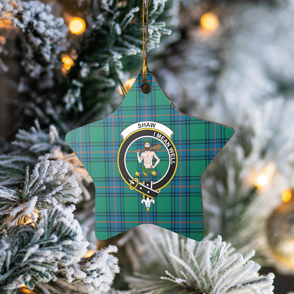 Clan Shaw Ancient Tartan Crest Star Ceramic Ornament JP24 Shaw Ancient Tartan Tartan Christmas   