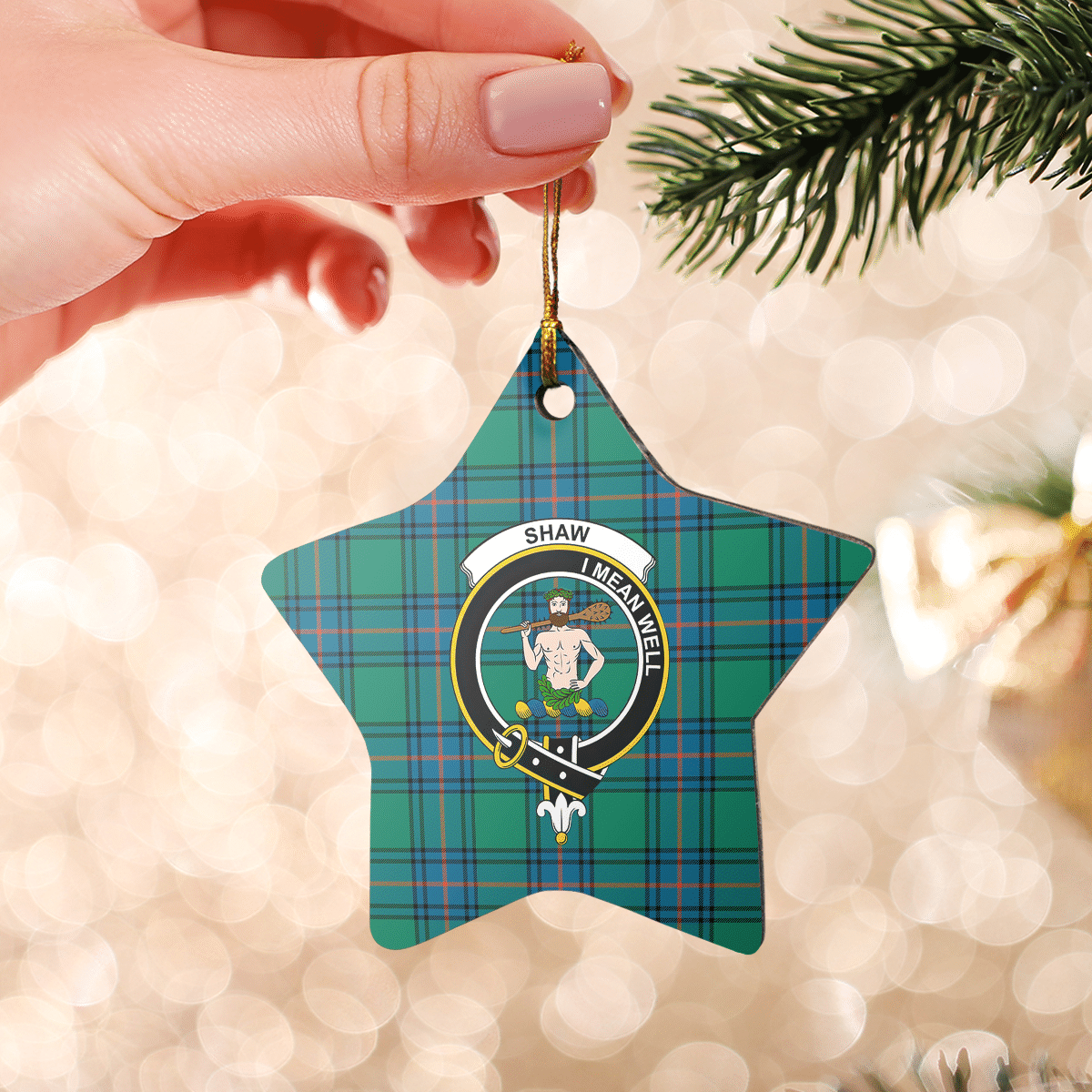 Clan Shaw Ancient Tartan Crest Star Ceramic Ornament JP24 Shaw Ancient Tartan Tartan Christmas   