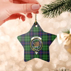 Clan Leslie Hunting Tartan Crest Star Ceramic Ornament DY98 Leslie Hunting Tartan Tartan Christmas   