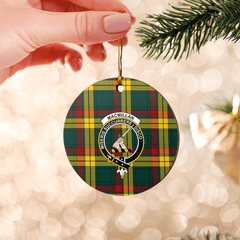 Clan MacMillan Old Modern Tartan Crest Round Ceramic Ornament PB79 MacMillan Old Modern Tartan Tartan Christmas   