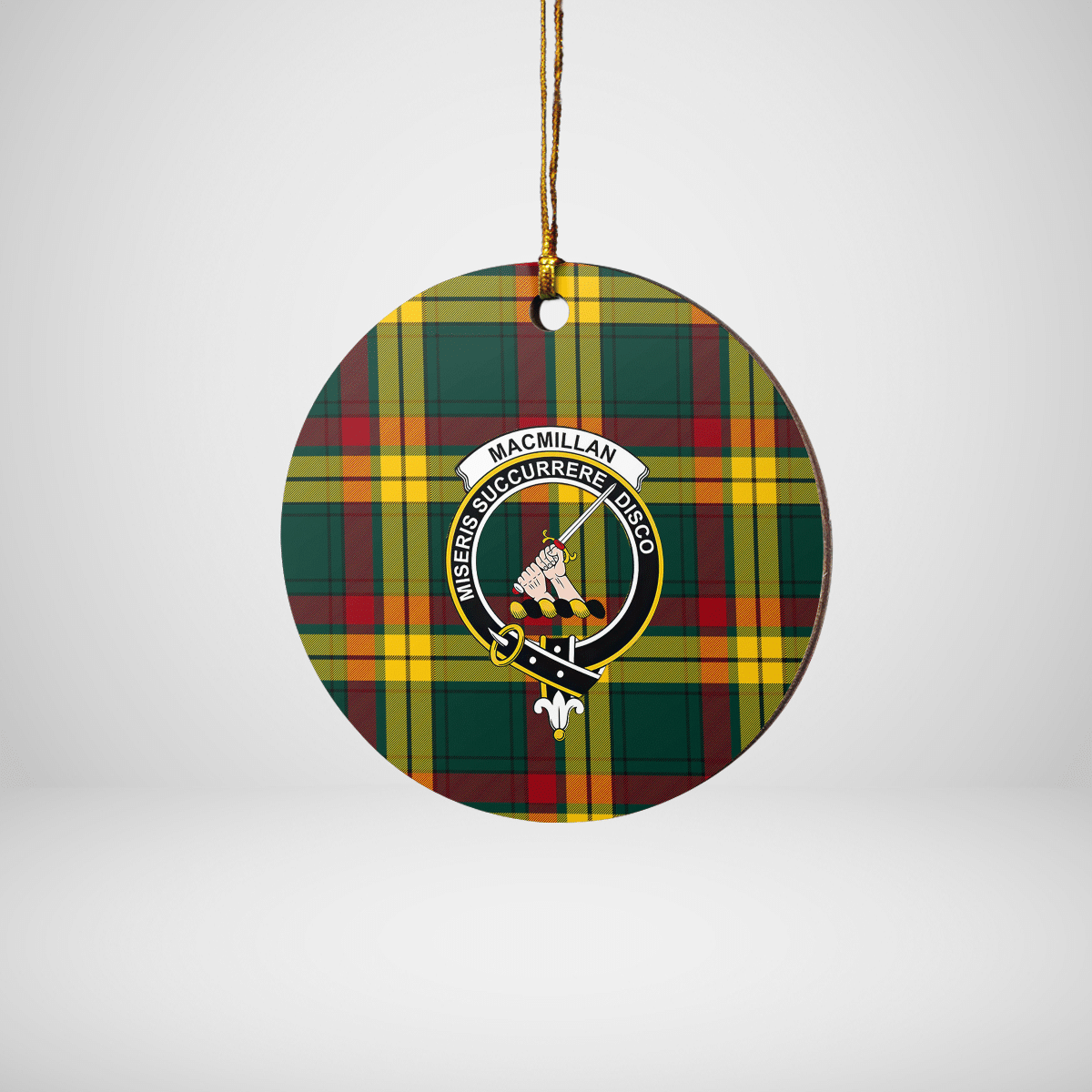 Clan MacMillan Old Modern Tartan Crest Round Ceramic Ornament PB79 MacMillan Old Modern Tartan Tartan Christmas   