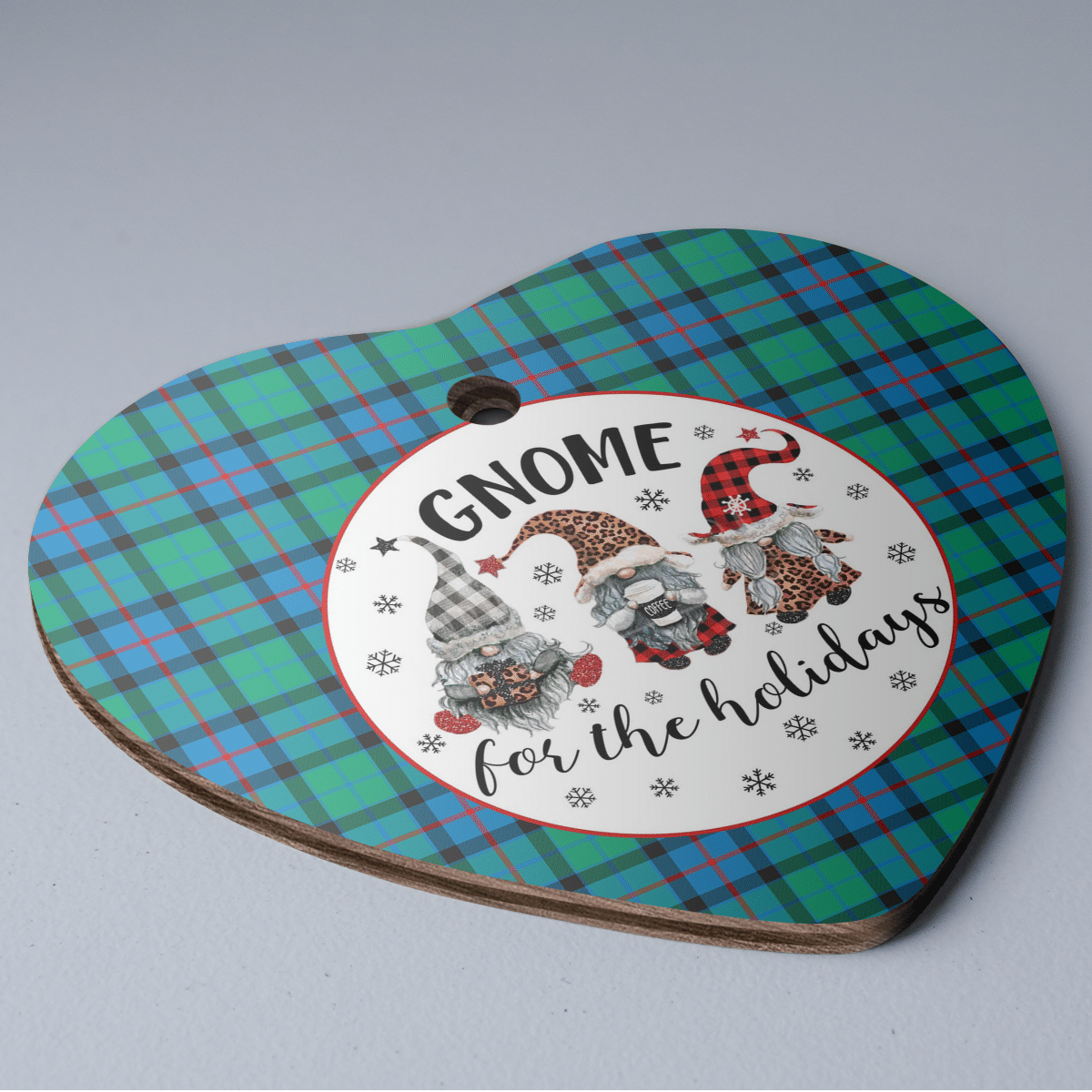 Clan Flower Of Scotland Tartan Tartan Crest Gnome Heart Ceramic Ornament EH62 Flower Of Scotland Tartan Tartan Christmas   