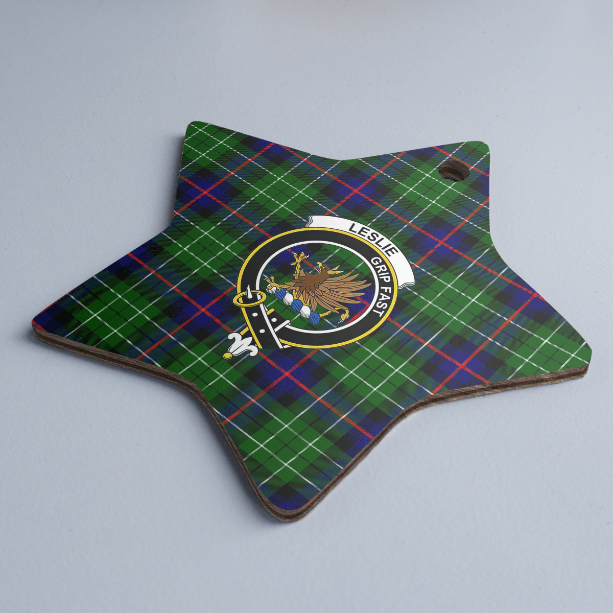 Clan Leslie Hunting Tartan Crest Star Ceramic Ornament DY98 Leslie Hunting Tartan Tartan Christmas   