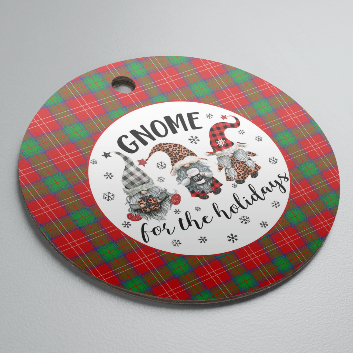 Clan Chisholm Tartan Tartan Crest Gnome Round Ceramic Ornament ES55 Chisholm Tartan Tartan Christmas   