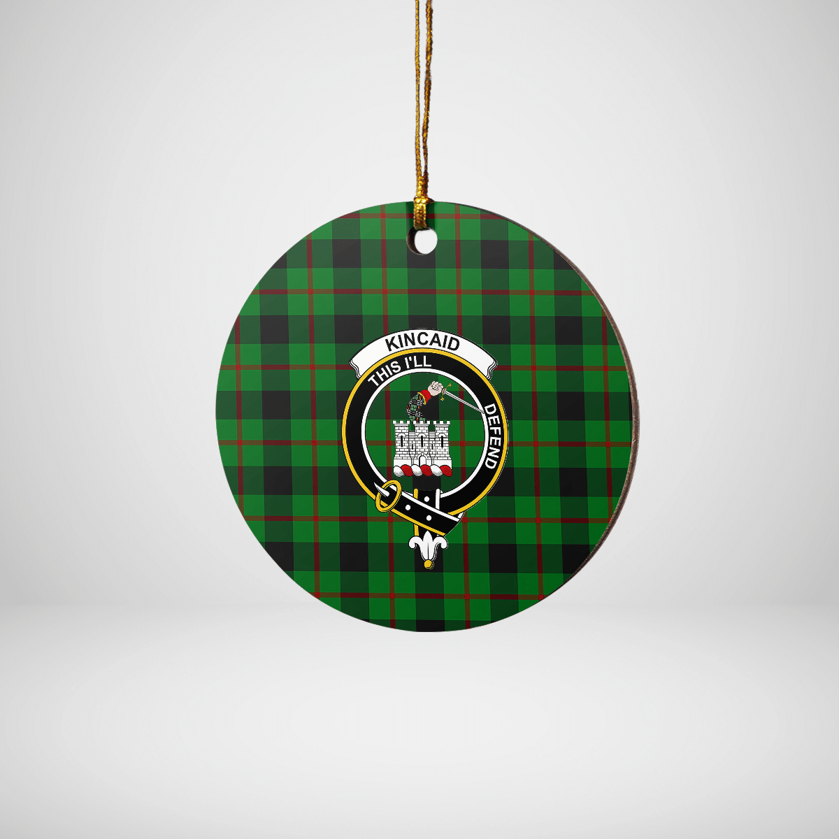 Clan Kincaid Tartan Crest Round Ceramic Ornament VA79 Kincaid Tartan Tartan Christmas   