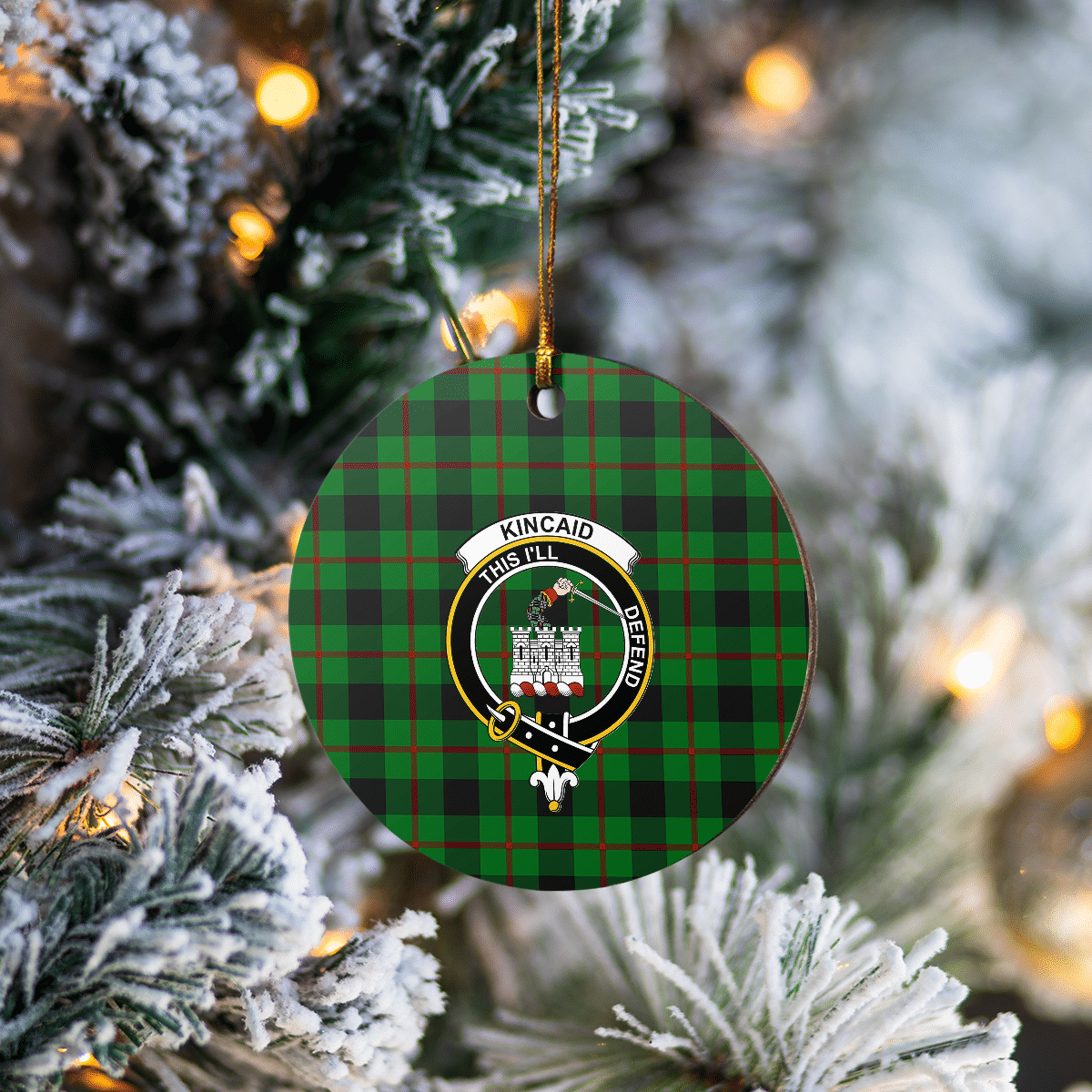 Clan Kincaid Tartan Crest Round Ceramic Ornament VA79 Kincaid Tartan Tartan Christmas   