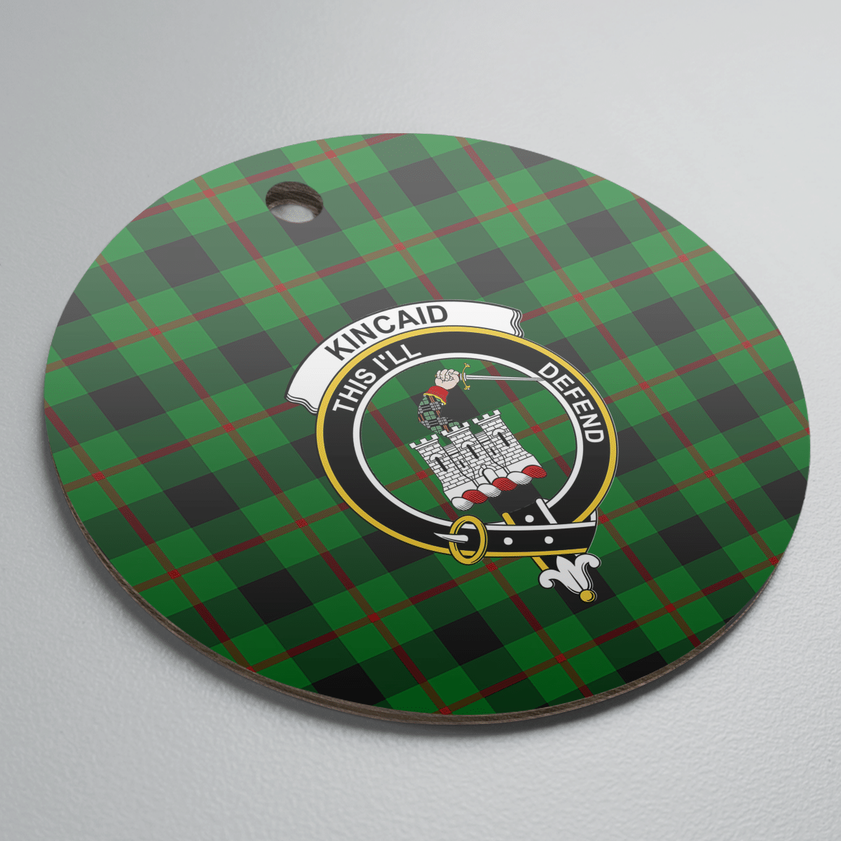 Clan Kincaid Tartan Crest Round Ceramic Ornament VA79 Kincaid Tartan Tartan Christmas   