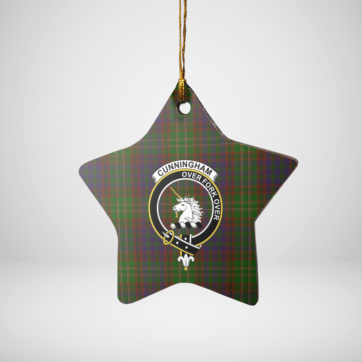 Clan Cunningham Hunting Modern Tartan Crest Star Ceramic Ornament SB94 Cunningham Hunting Modern Tartan Tartan Christmas   