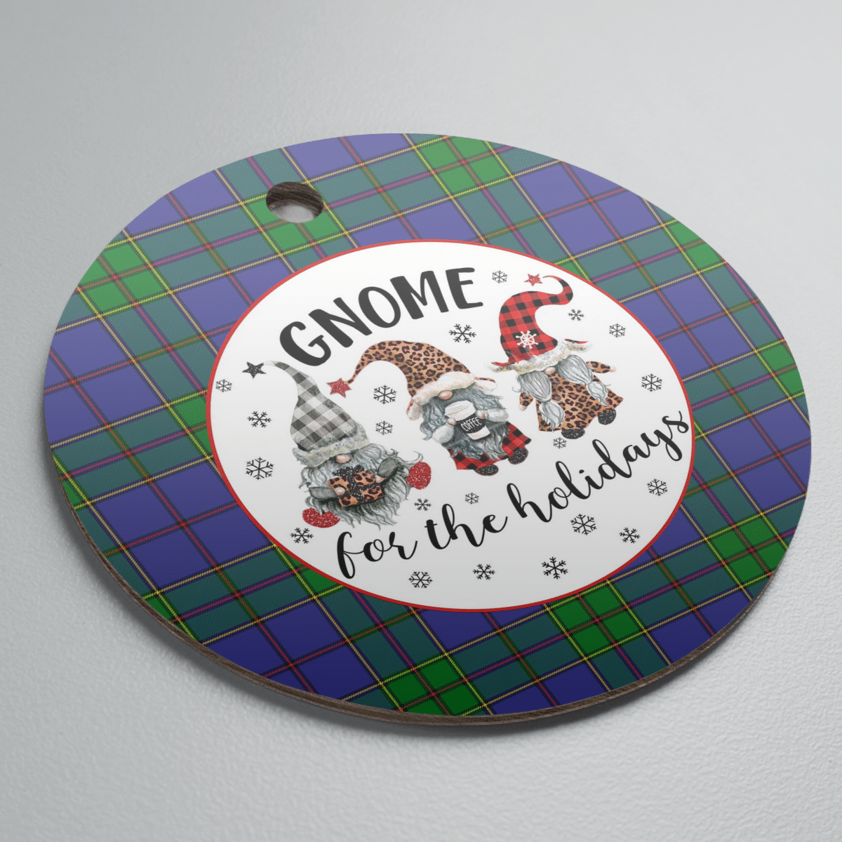 Clan Strachan Tartan Tartan Crest Gnome Round Ceramic Ornament OE14 Strachan Tartan Tartan Christmas   