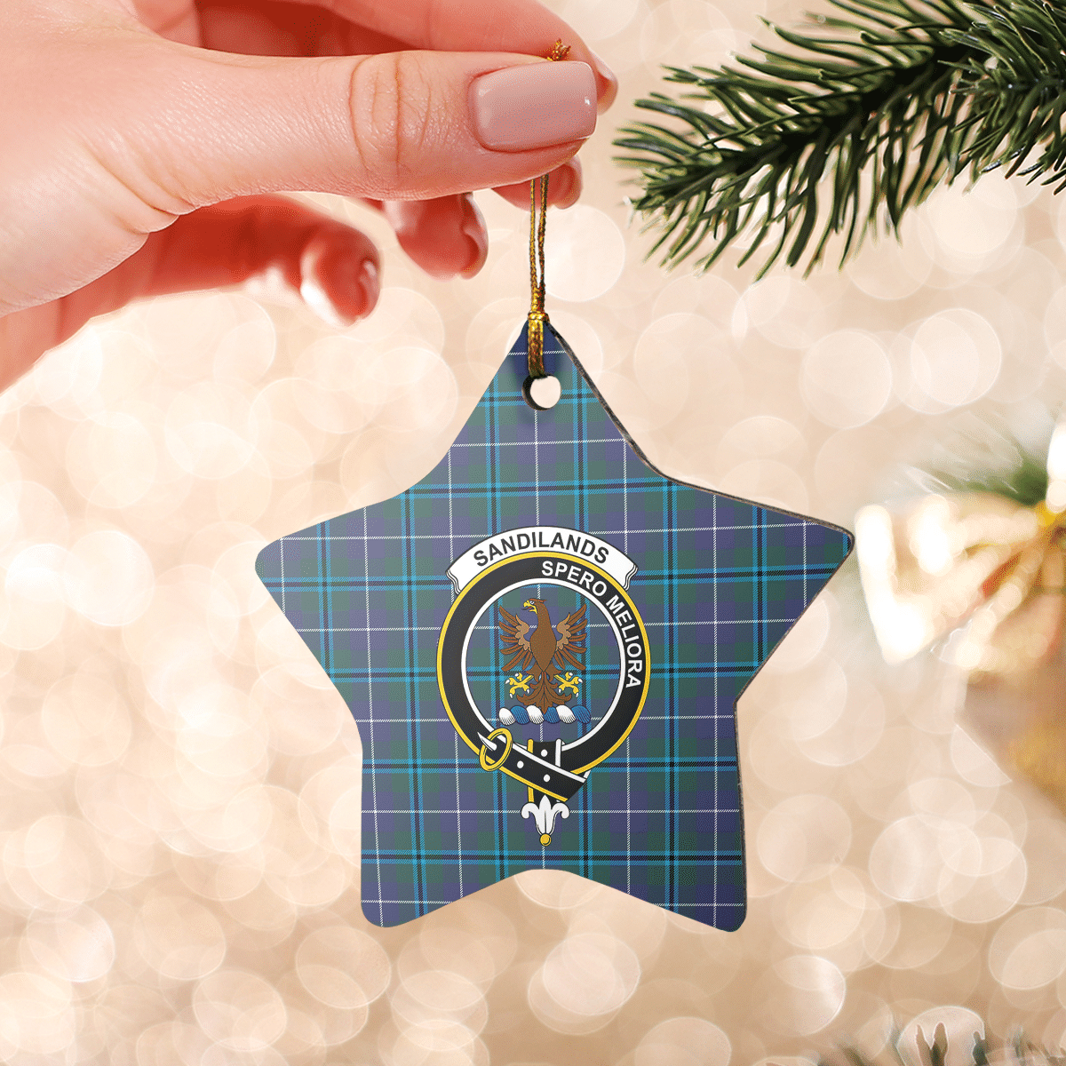 Clan Sandilands (Douglas) Tartan Crest Star Ceramic Ornament NP44 Sandilands (Douglas) Tartan Tartan Christmas   