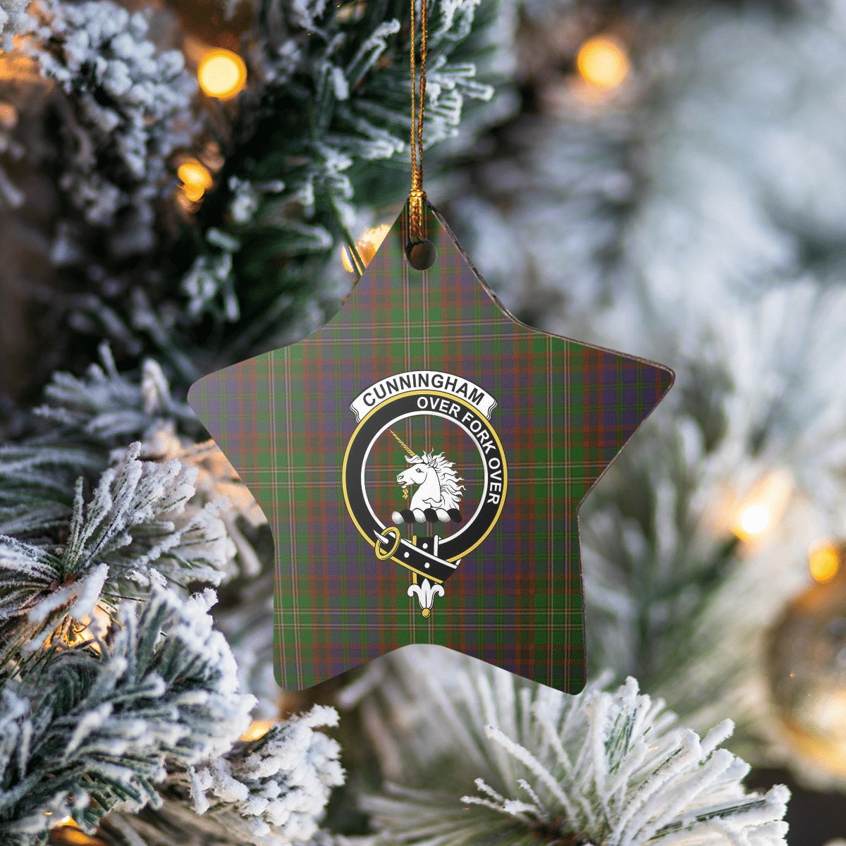 Clan Cunningham Hunting Modern Tartan Crest Star Ceramic Ornament SB94 Cunningham Hunting Modern Tartan Tartan Christmas   