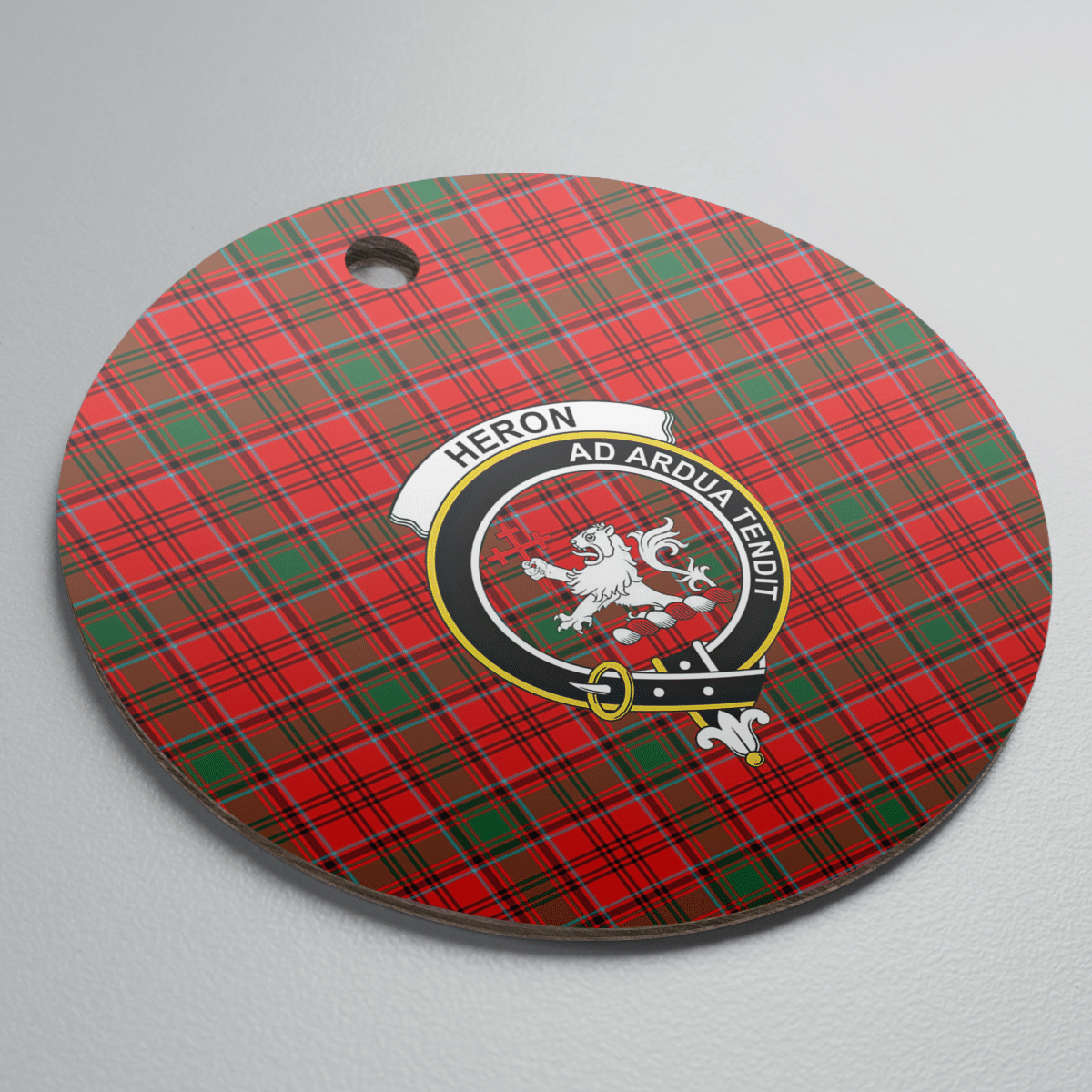 Clan Heron Tartan Crest Round Ceramic Ornament DF10 Heron Tartan Tartan Christmas   