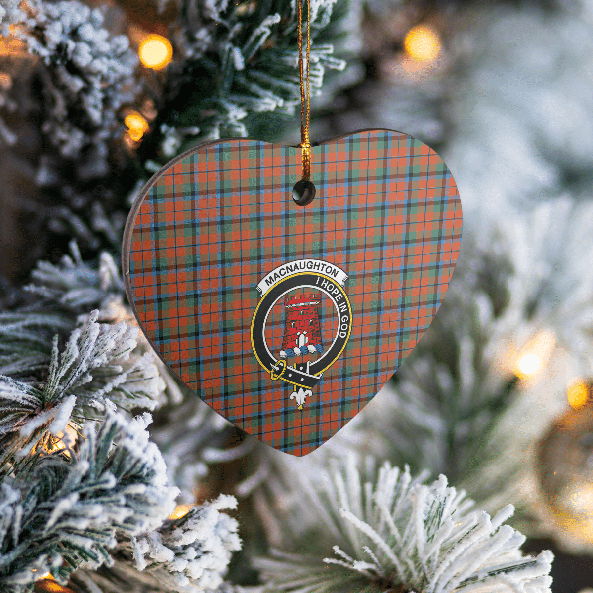 Clan MacNaughton Ancient Tartan Crest Heart Ceramic Ornament VM26 MacNaughton Ancient Tartan Tartan Christmas   