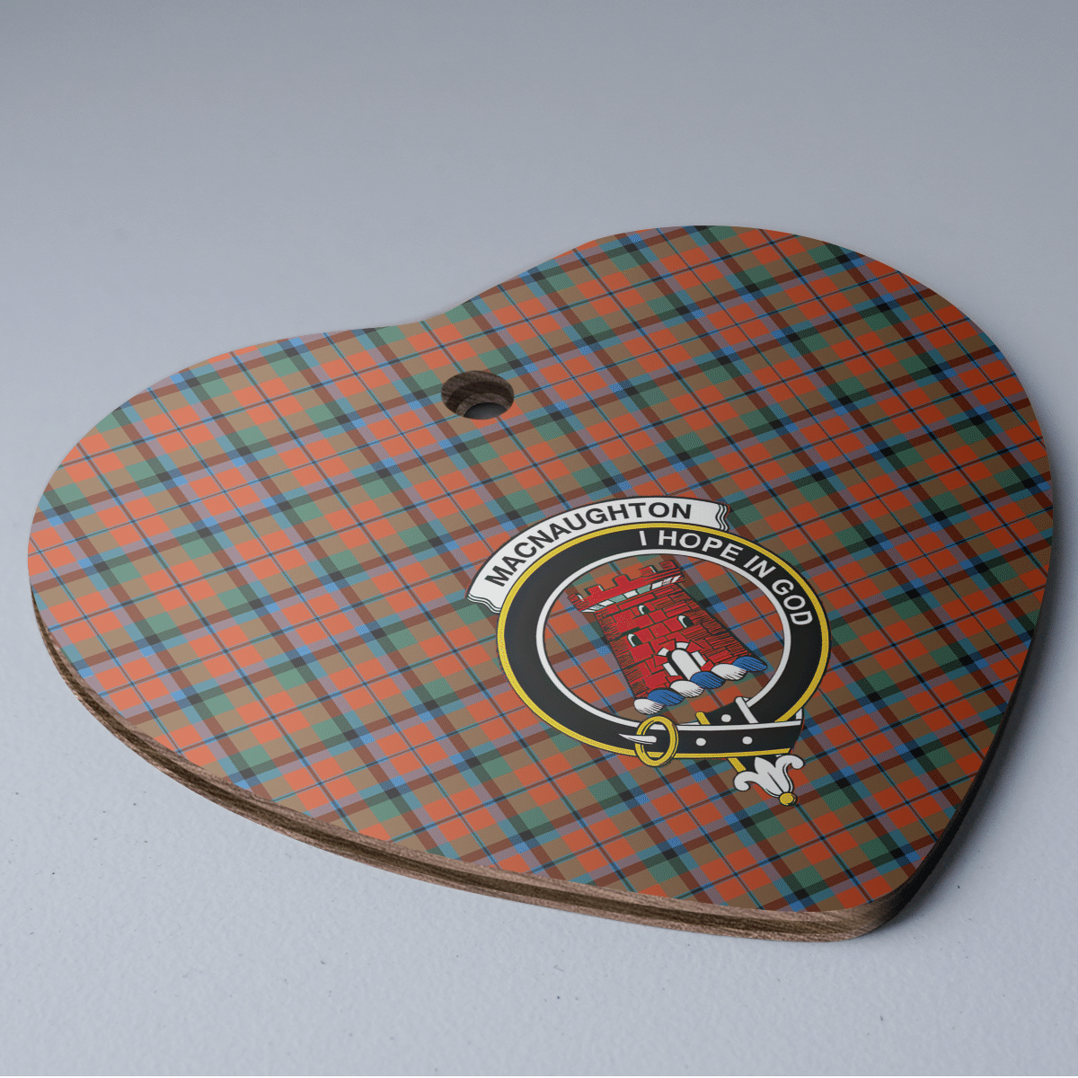 Clan MacNaughton Ancient Tartan Crest Heart Ceramic Ornament VM26 MacNaughton Ancient Tartan Tartan Christmas   