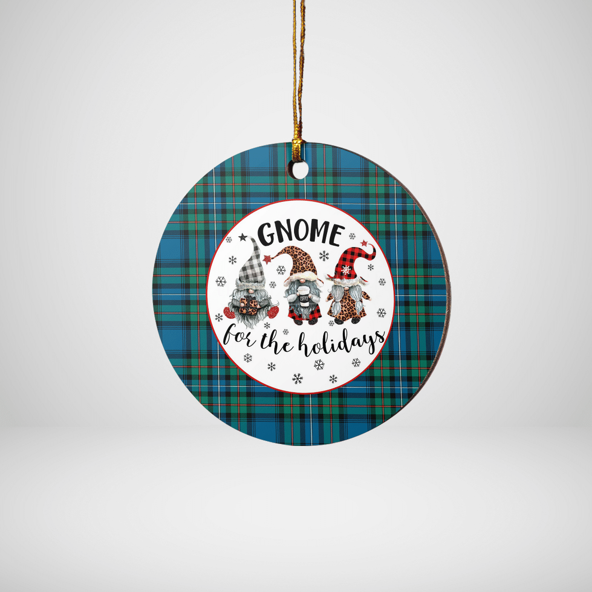 Clan Robertson Hunting Ancient Tartan Tartan Crest Gnome Round Ceramic Ornament FD99 Robertson Hunting Ancient Tartan Tartan Christmas   