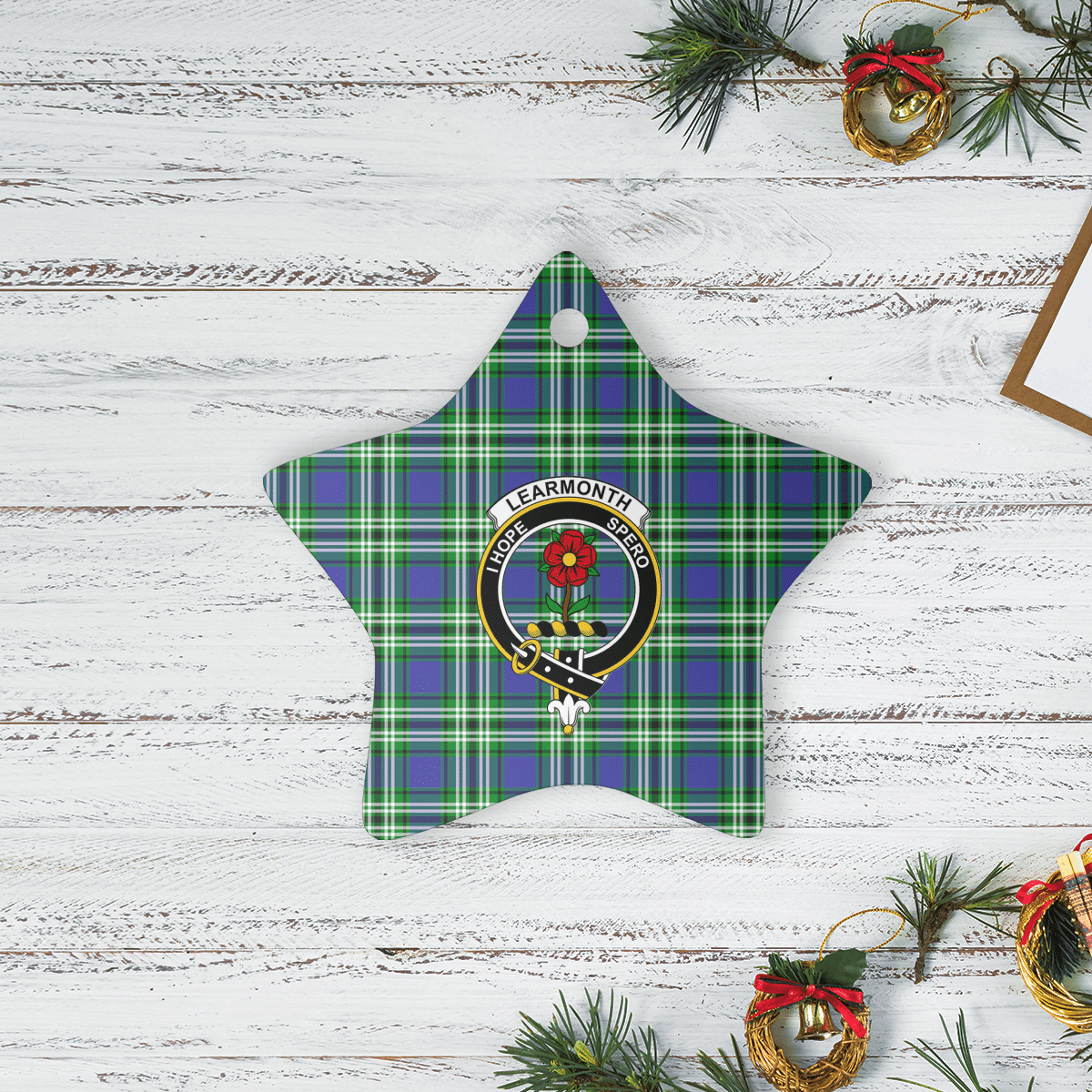 Clan Learmonth Tartan Crest Star Ceramic Ornament AT10 Learmonth Tartan Tartan Christmas   