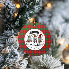 Clan Chisholm Tartan Tartan Crest Gnome Round Ceramic Ornament ES55 Chisholm Tartan Tartan Christmas   