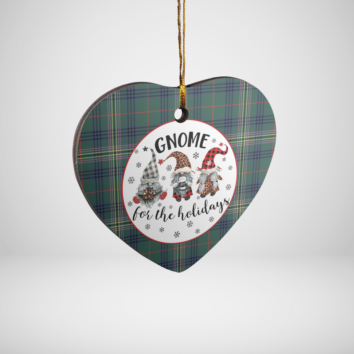 Clan Kennedy Modern Tartan Tartan Crest Gnome Heart Ceramic Ornament JG85 Kennedy Modern Tartan Tartan Christmas   