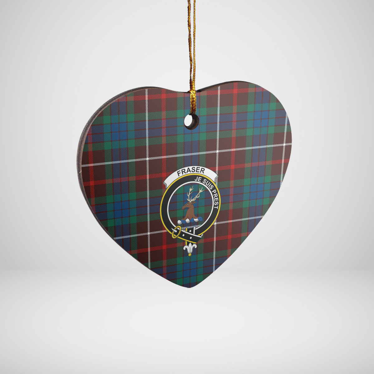 Clan Fraser Hunting Ancient Tartan Crest Heart Ceramic Ornament OE54 Fraser Hunting Ancient Tartan Tartan Christmas   