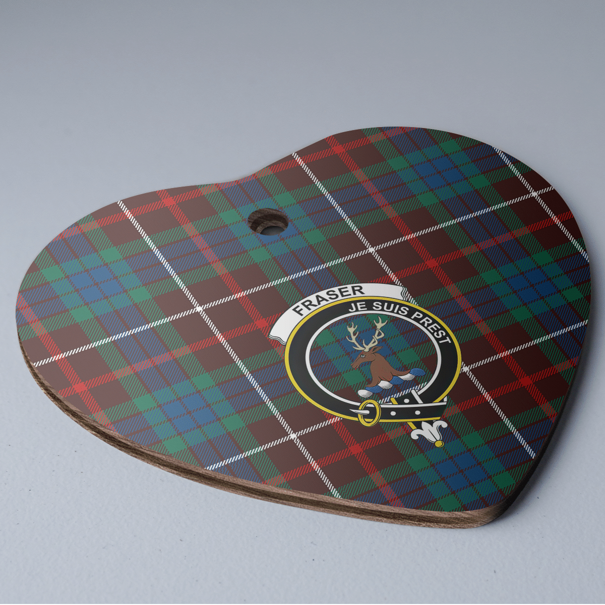 Clan Fraser Hunting Ancient Tartan Crest Heart Ceramic Ornament OE54 Fraser Hunting Ancient Tartan Tartan Christmas   