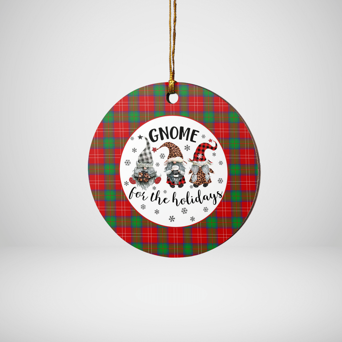 Clan Chisholm Tartan Tartan Crest Gnome Round Ceramic Ornament ES55 Chisholm Tartan Tartan Christmas   