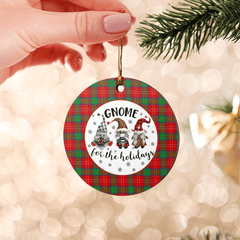 Clan Chisholm Tartan Tartan Crest Gnome Round Ceramic Ornament ES55 Chisholm Tartan Tartan Christmas   