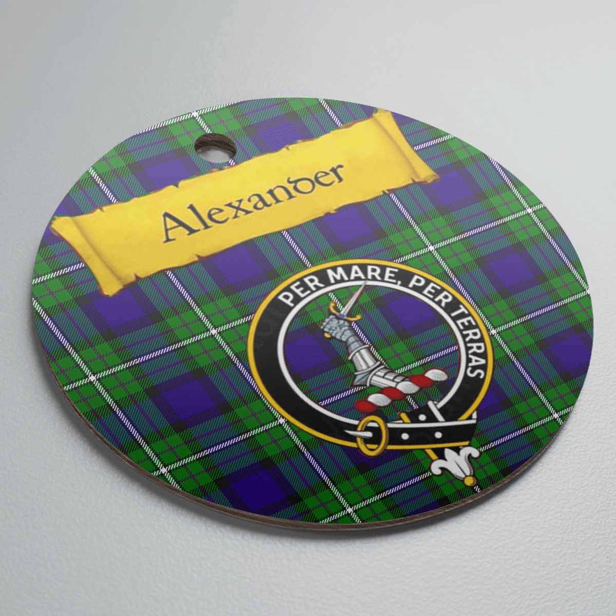 Clan Alexander Tartan Crest Round Ceramic Ornament EL57 Alexander Tartan Tartan Christmas   