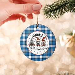 Clan Strathclyde District Tartan Tartan Crest Gnome Round Ceramic Ornament VF83 Strathclyde District Tartan Tartan Christmas   