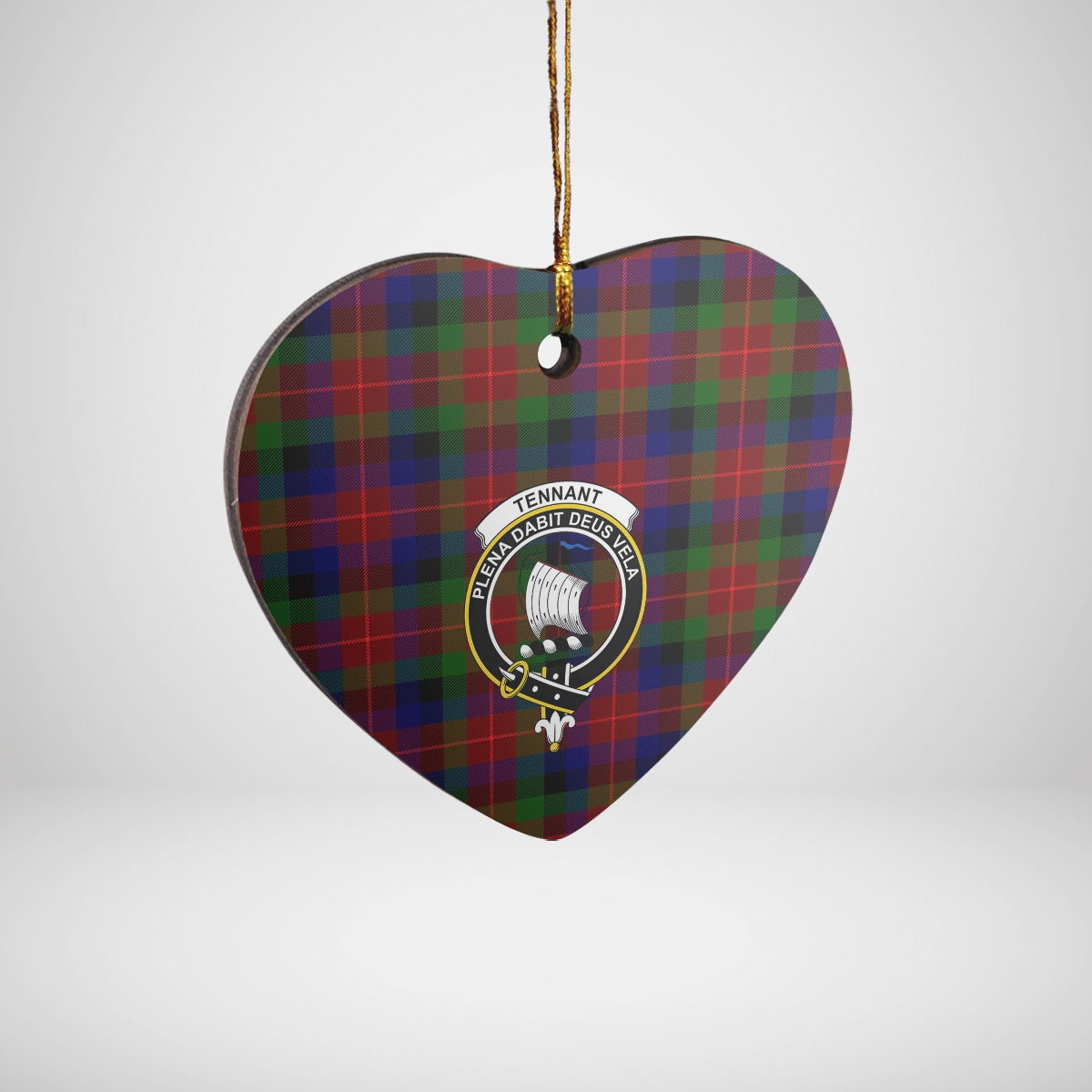 Clan Tennant Tartan Crest Heart Ceramic Ornament XQ66 Tennant Tartan Tartan Christmas   