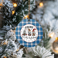 Clan Strathclyde District Tartan Tartan Crest Gnome Round Ceramic Ornament VF83 Strathclyde District Tartan Tartan Christmas   