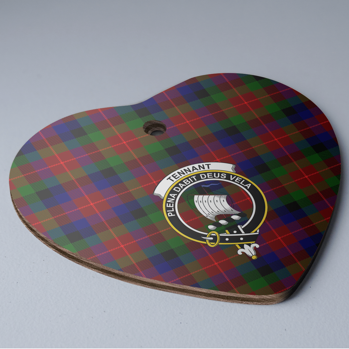 Clan Tennant Tartan Crest Heart Ceramic Ornament XQ66 Tennant Tartan Tartan Christmas   