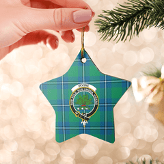 Clan Irvine Ancient Tartan Crest Star Ceramic Ornament DZ40 Irvine Ancient Tartan Tartan Christmas   