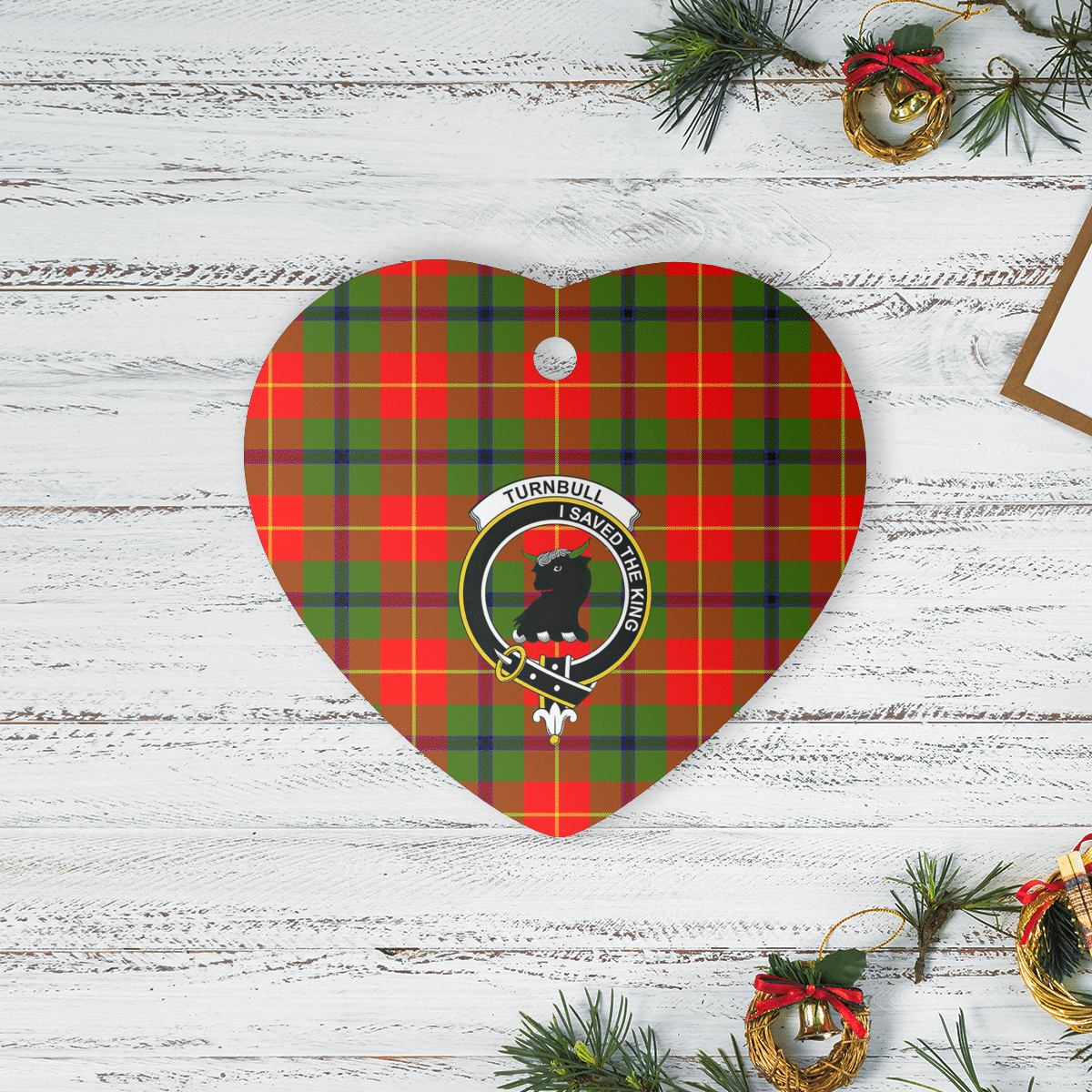 Clan Turnbull Dress Tartan Crest Heart Ceramic Ornament NL32 Turnbull Dress Tartan Tartan Christmas   