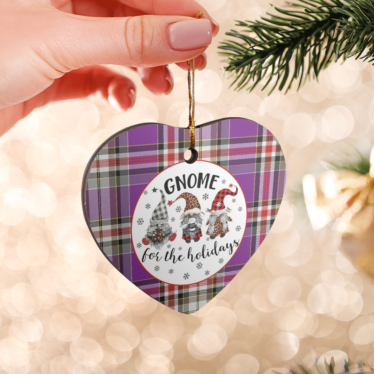 Clan Lockwood Tartan Tartan Crest Gnome Heart Ceramic Ornament KT73 Lockwood Tartan Tartan Christmas   