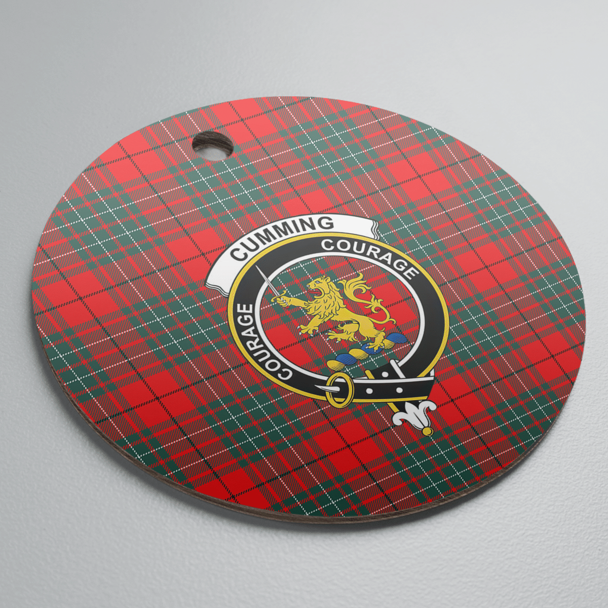 Clan Cumming Modern Tartan Crest Round Ceramic Ornament RI52 Cumming Modern Tartan Tartan Christmas   