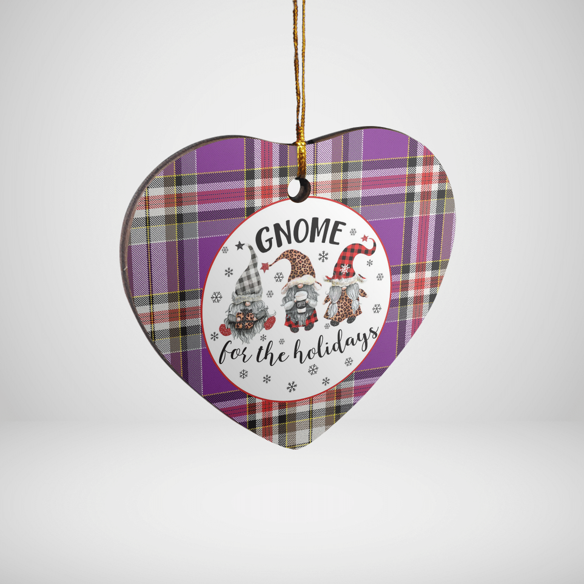 Clan Lockwood Tartan Tartan Crest Gnome Heart Ceramic Ornament KT73 Lockwood Tartan Tartan Christmas   