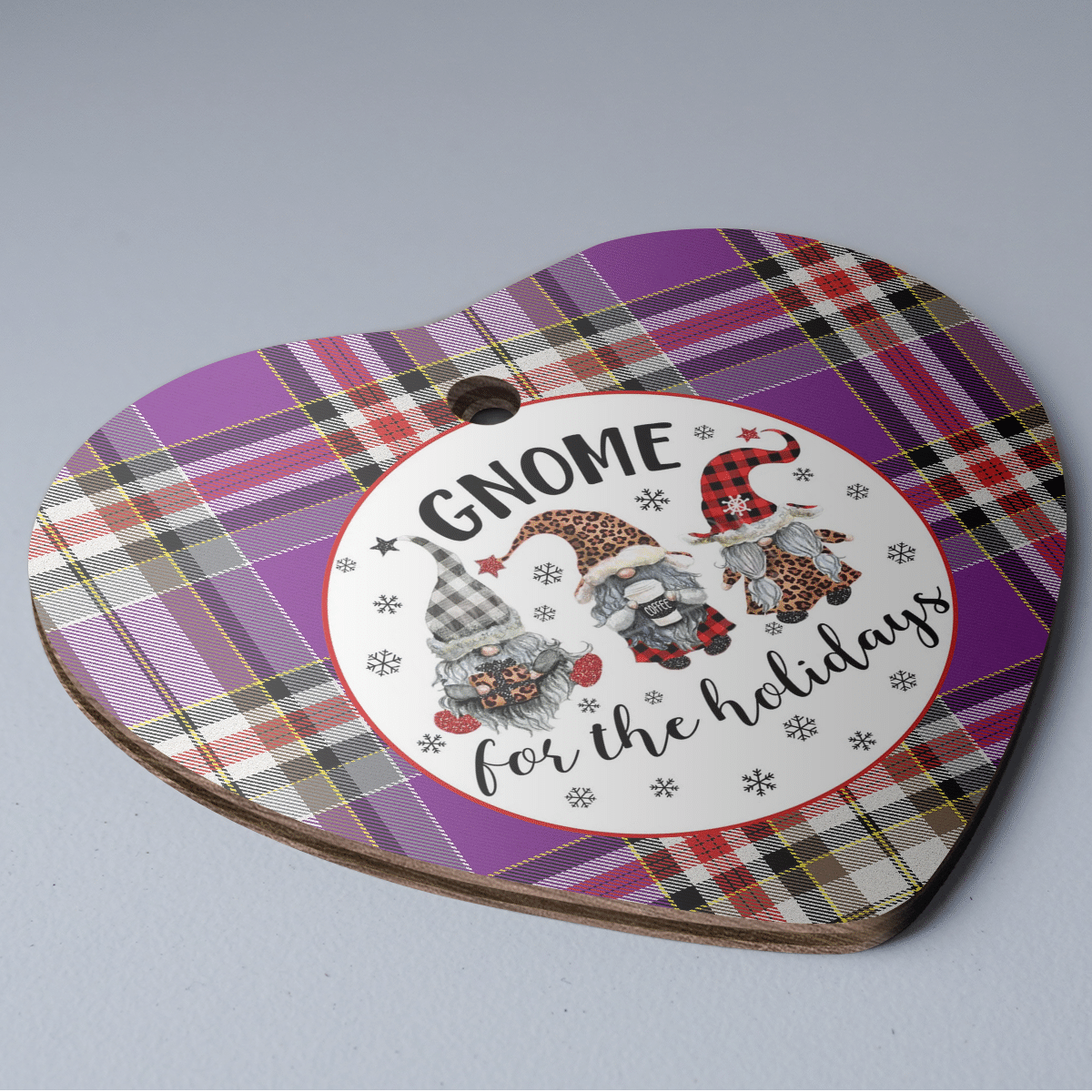 Clan Lockwood Tartan Tartan Crest Gnome Heart Ceramic Ornament KT73 Lockwood Tartan Tartan Christmas   