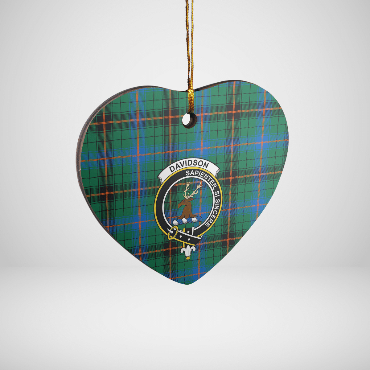 Clan Davidson Ancient Tartan Crest Heart Ceramic Ornament UV96 Davidson Ancient Tartan Tartan Christmas   