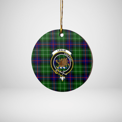 Clan Leslie Hunting Tartan Crest Round Ceramic Ornament QT94 Leslie Hunting Tartan Tartan Christmas   