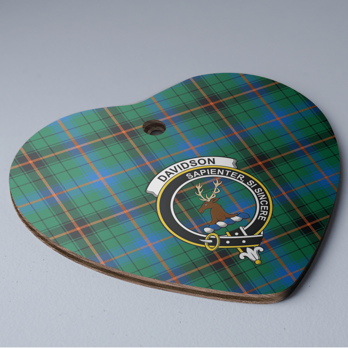 Clan Davidson Ancient Tartan Crest Heart Ceramic Ornament UV96 Davidson Ancient Tartan Tartan Christmas   