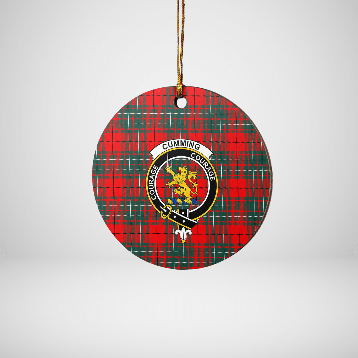 Clan Cumming Modern Tartan Crest Round Ceramic Ornament RI52 Cumming Modern Tartan Tartan Christmas   