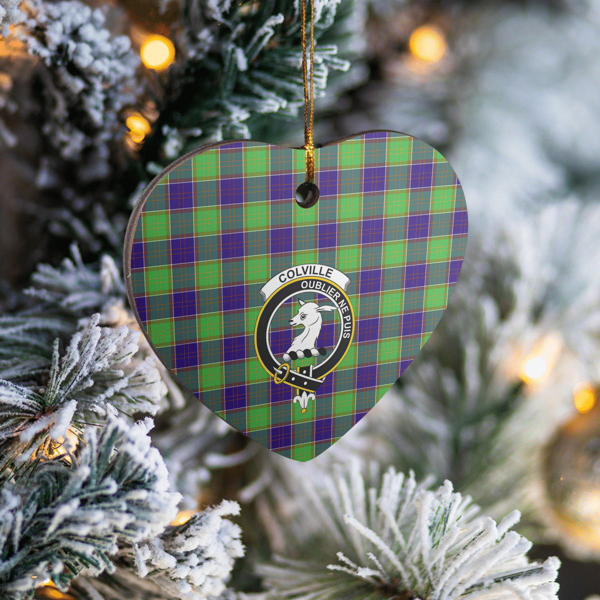 Clan Colville Tartan Crest Heart Ceramic Ornament ZQ84 Colville Tartan Tartan Christmas   