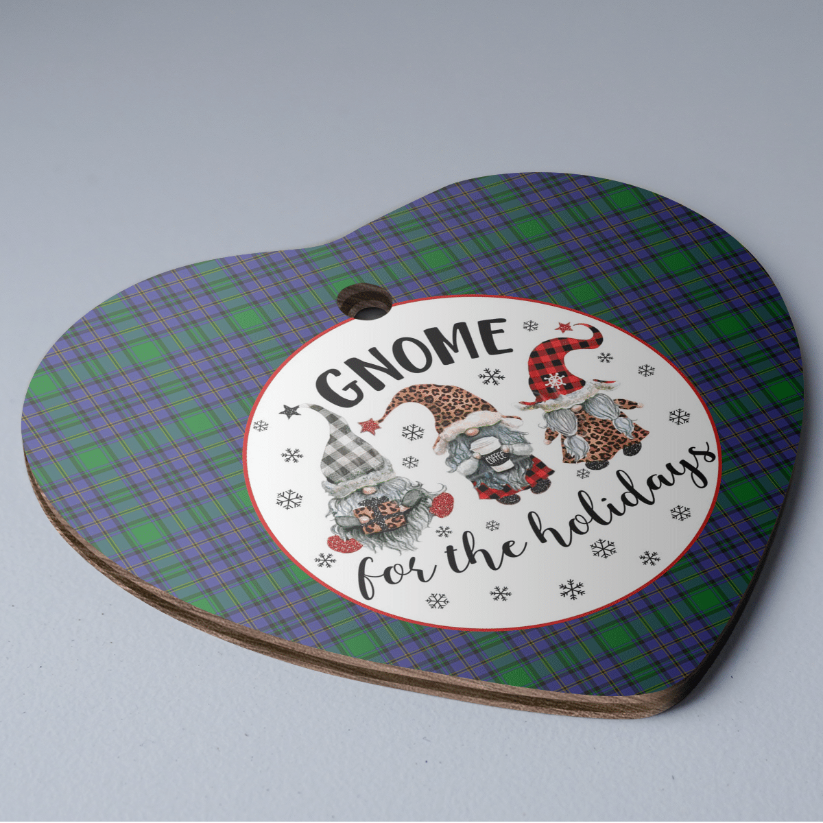 Clan Hope Tartan Tartan Crest Gnome Heart Ceramic Ornament RF17 Hope Tartan Tartan Christmas   