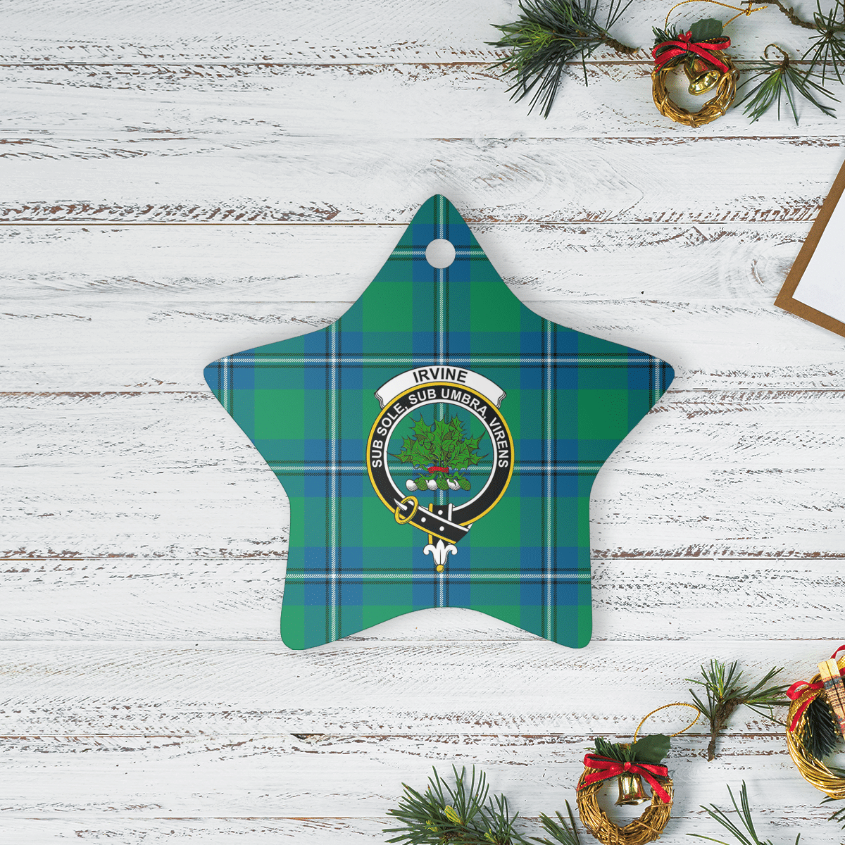 Clan Irvine Ancient Tartan Crest Star Ceramic Ornament DZ40 Irvine Ancient Tartan Tartan Christmas   