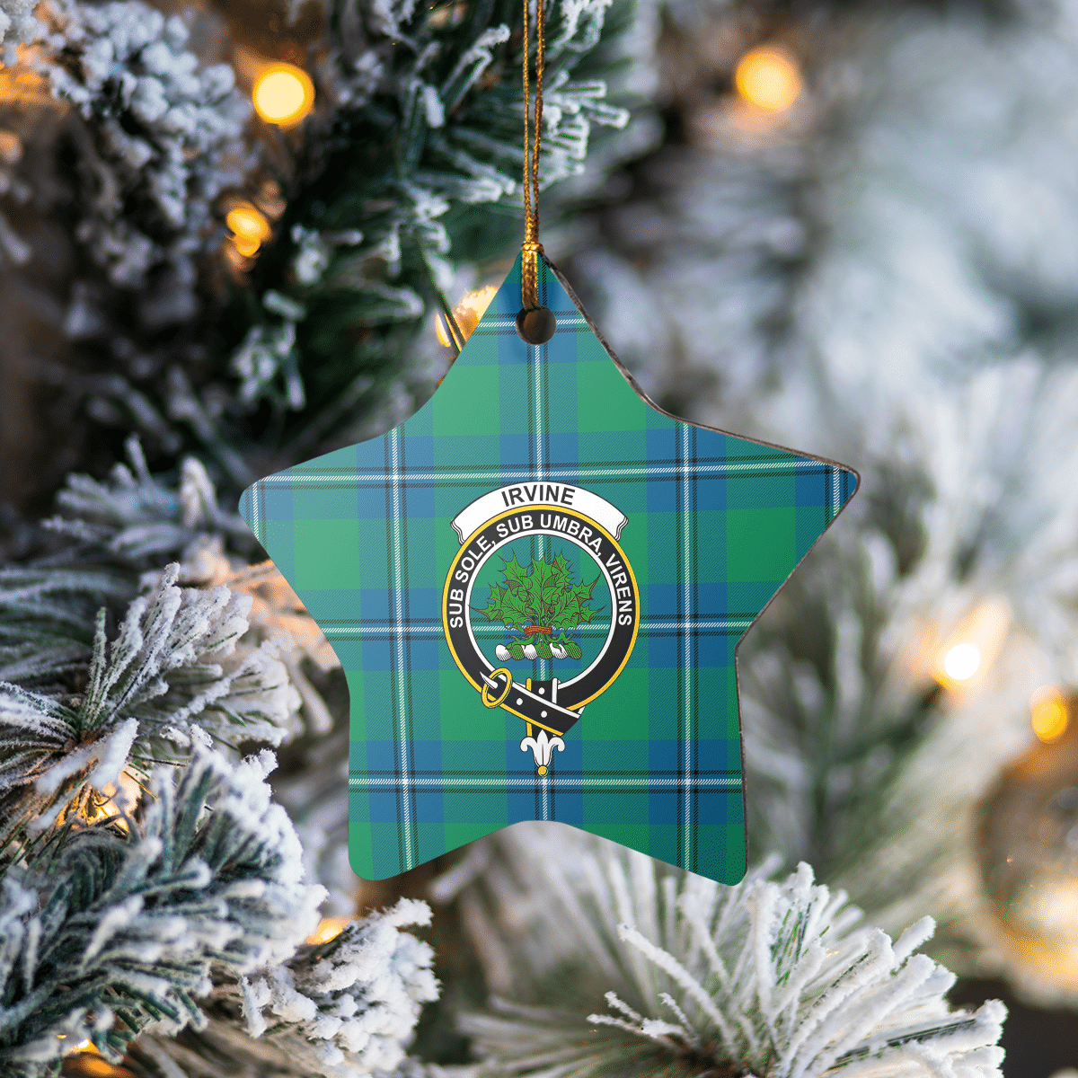 Clan Irvine Ancient Tartan Crest Star Ceramic Ornament DZ40 Irvine Ancient Tartan Tartan Christmas   