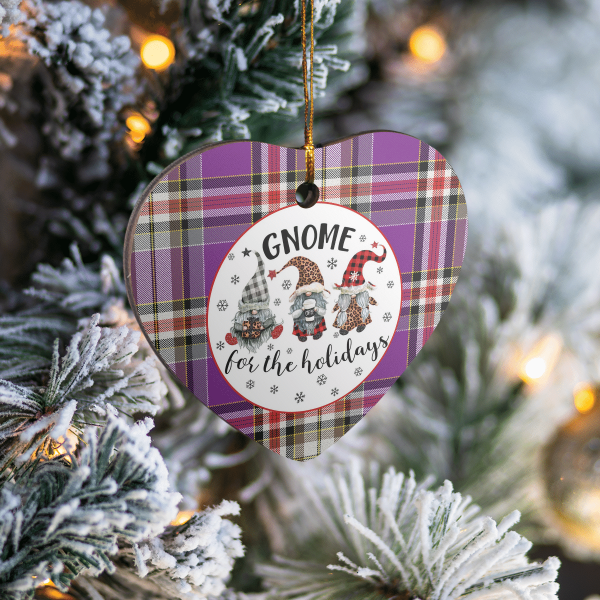 Clan Lockwood Tartan Tartan Crest Gnome Heart Ceramic Ornament KT73 Lockwood Tartan Tartan Christmas   