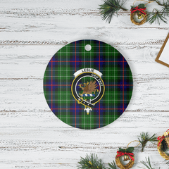 Clan Leslie Hunting Tartan Crest Round Ceramic Ornament QT94 Leslie Hunting Tartan Tartan Christmas   