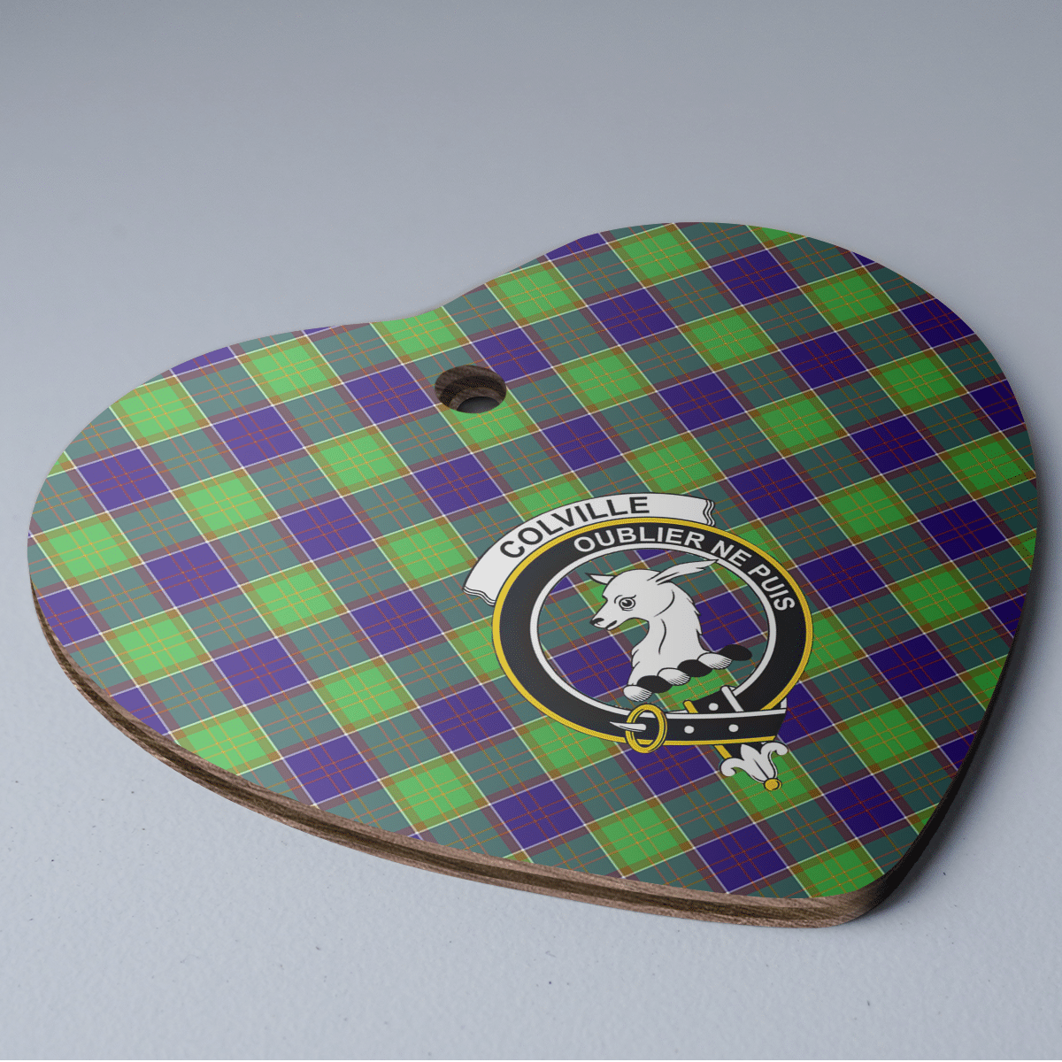 Clan Colville Tartan Crest Heart Ceramic Ornament ZQ84 Colville Tartan Tartan Christmas   